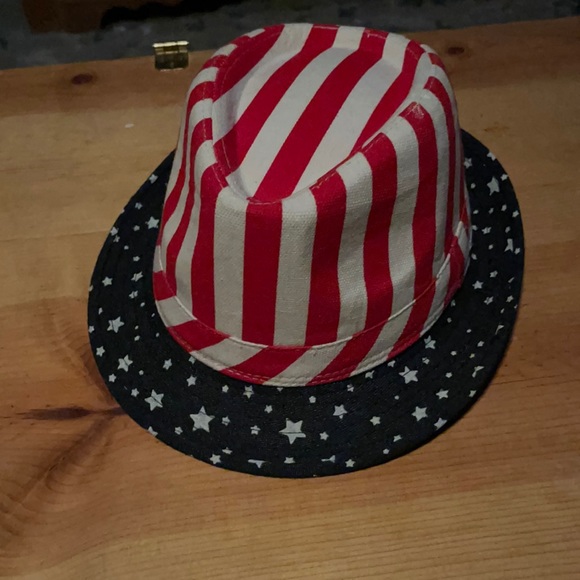 Unisex red white and blue Fedora cloth hat 4th of July hat - Picture 1 of 4